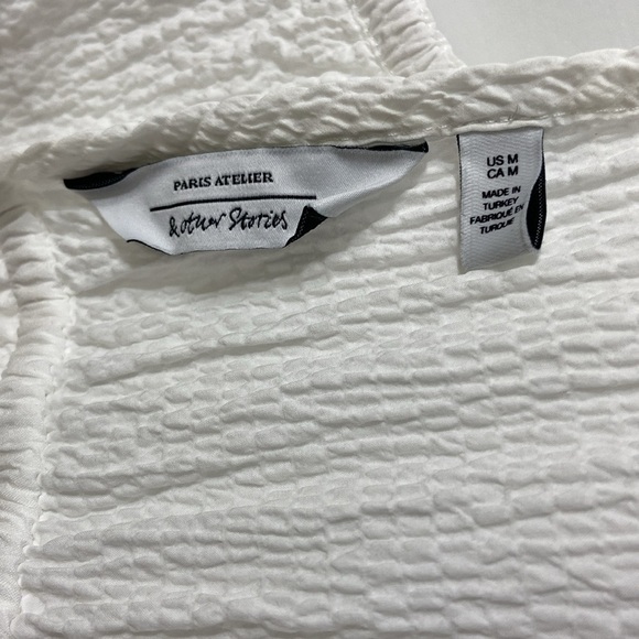 & Other Stories Women’s White Elastic Puff Sleeve ,Tie Back,Midi Dress.Size-US-M - Picture 11 of 12